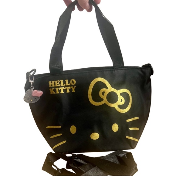 Hello Kitty Black and Gold Nylon Tote Bag/Crossbody - Picture 1 of 3